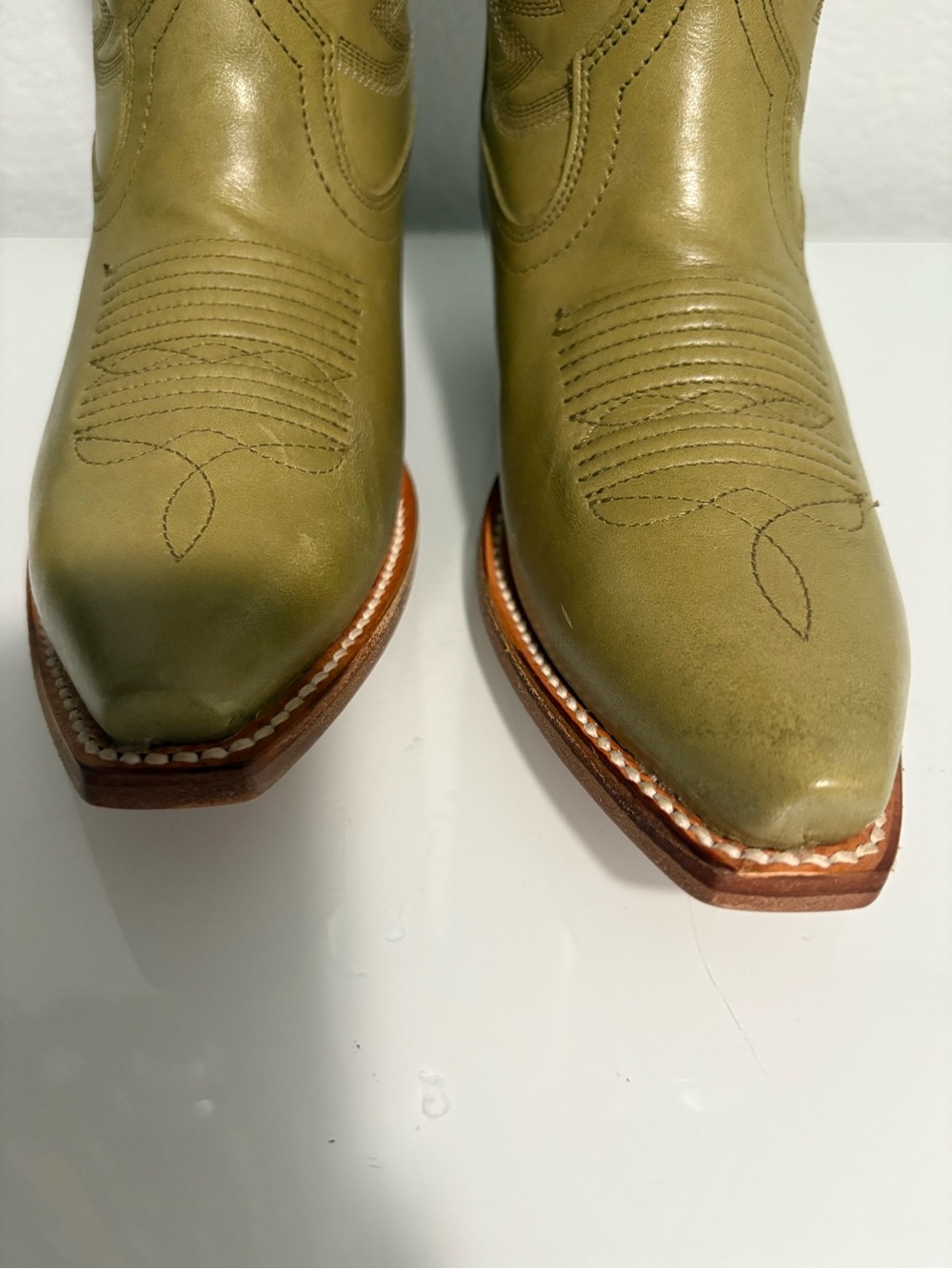 Tecovas Annie Light Sage Leather Cowboy Boots - size 6 - Picture 4 of 10